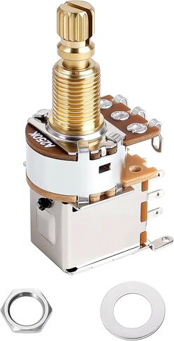 Banworks Full Brass A500K M8 Thread Push Push Guitar Pots Metric Sized 18-Spline Split Long Shaft (18mm Length) Audio Taper Potentiometers for Squier, Epiphone, Ibanez, ESP Electric Guitars JT/XNQ-05 in Saudi Arabia