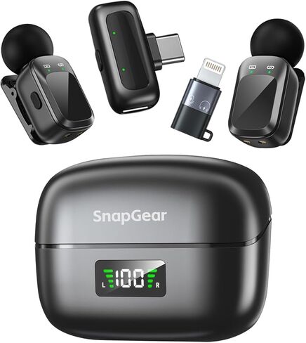 Mic Mini Wireless Microphone for iPhone, 30H Battery for Vlogging & Streaming, 48kHz/24bit, Includes USB-C & Lightning Receivers for iPhone/Android, Tiktok in Saudi Arabia