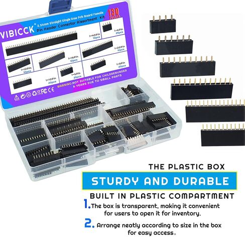 130Pcs Single Row 2.54mm Straight Single Row PCB Board Female Pin Header Socket Connector Strip Assortment Kit for Arduino Prototype Shield in Saudi Arabia
