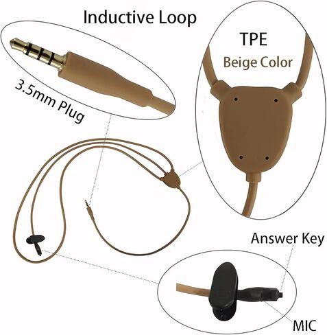 Invisible Skin Wireless Neckloop Inductive Transmitter with 3.5mm Plug - Features Built-in Microphone for Answering Calls and Transmitting Audio to Micro Earpiece(Not Included) for Voice and Music in Kuwait