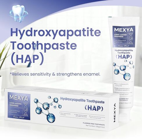 7.5% Nano Hydroxyapatite Toothpaste for Adults and Kids, Teeth Whitening & Sensitivity Relief, Fresh Mint Fluoride-Free Formula（2PCS） in Kuwait