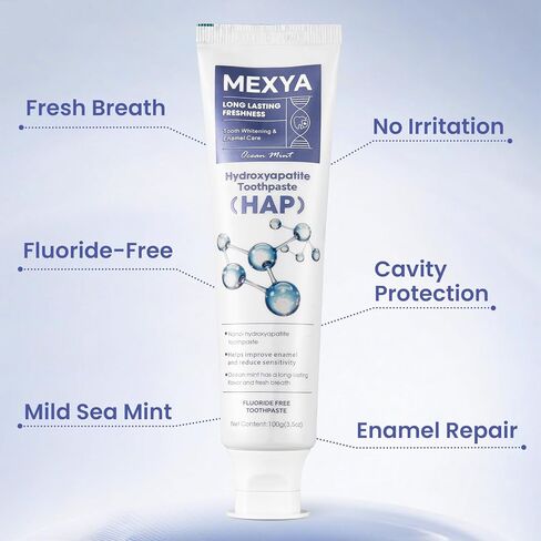 7.5% Nano Hydroxyapatite Toothpaste for Adults and Kids, Teeth Whitening & Sensitivity Relief, Fresh Mint Fluoride-Free Formula（2PCS） in Kuwait