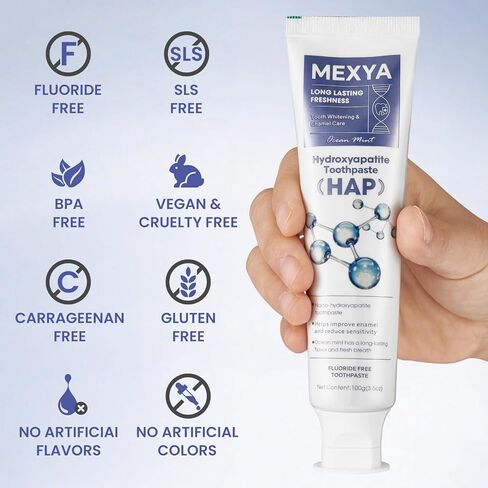 7.5% Nano Hydroxyapatite Toothpaste for Adults and Kids, Teeth Whitening & Sensitivity Relief, Fresh Mint Fluoride-Free Formula（2PCS） in Kuwait