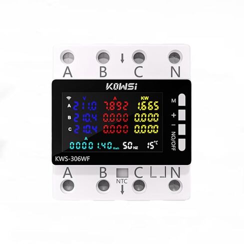 KWS-306WF مقياس الطاقة مقياس الطاقة DIN السكك الحديدية 3 المرحلة 4 سلك الجهد AC 85-290V الفولتميتر أمبير واط كيلووات ساعة متر مع شاشة ملونة in Kuwait