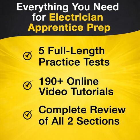 IBEW Aptitude Test Prep 2026-2027 - 5 اختبارات تدريب كاملة، 150+ دروس فيديو عبر الإنترنت، دليل دراسة الأسرار للمتدرب الكهربائي: [الإصدار الثاني] in Kuwait
