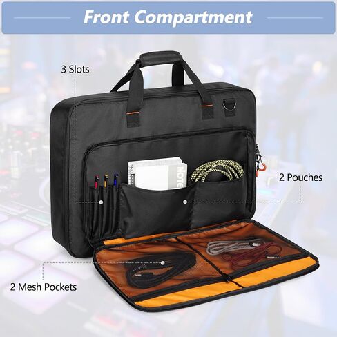 حقيبة حمل وحدة تحكم DJ Rexmica متوافقة مع Pioneer DDJ SR/DDJ SR2 / DDJ REV1 / Denon MC4000 / Numark NVII/Hercules Inpulse 500، حقيبة تحكم DJ لكابل DJ أو الملحقات (M، أسود) in Kuwait