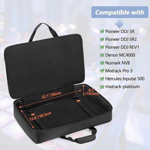 حقيبة حمل وحدة تحكم DJ Rexmica متوافقة مع Pioneer DDJ SR/DDJ SR2 / DDJ REV1 / Denon MC4000 / Numark NVII/Hercules Inpulse 500، حقيبة تحكم DJ لكابل DJ أو الملحقات (M، أسود) in Kuwait
