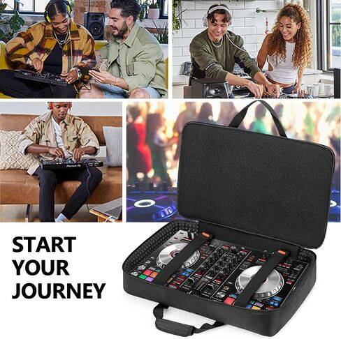 حقيبة حمل وحدة تحكم DJ Rexmica متوافقة مع Pioneer DDJ SR/DDJ SR2 / DDJ REV1 / Denon MC4000 / Numark NVII/Hercules Inpulse 500، حقيبة تحكم DJ لكابل DJ أو الملحقات (M، أسود) in Kuwait