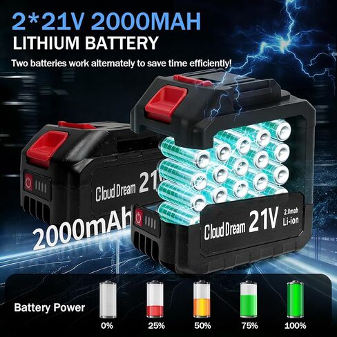 21V Cordless Angle Grinder, 4-1/2 Inch Brushless Angle Grinder, 10000RPM Power Grinder Tool Kit with 2x 2.0Ah Batteries, Ideal for Metal Cutting, Grinding, Polishing, Electric Tool for DIY Projects in Saudi Arabia
