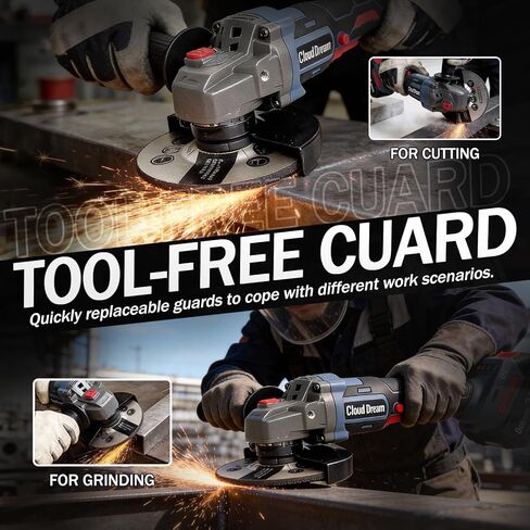 21V Cordless Angle Grinder, 4-1/2 Inch Brushless Angle Grinder, 10000RPM Power Grinder Tool Kit with 2x 2.0Ah Batteries, Ideal for Metal Cutting, Grinding, Polishing, Electric Tool for DIY Projects in Saudi Arabia