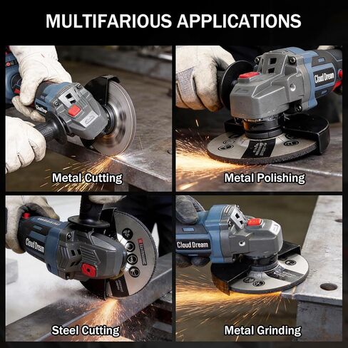 21V Cordless Angle Grinder, 4-1/2 Inch Brushless Angle Grinder, 10000RPM Power Grinder Tool Kit with 2x 2.0Ah Batteries, Ideal for Metal Cutting, Grinding, Polishing, Electric Tool for DIY Projects in Saudi Arabia