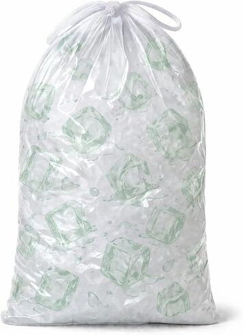 Ice Bags with Drawstring, Ice Bag for Ice Machine, Heavy-Duty Reusable Ice Cube Bags, Portable Storage and Freezer Keeper (100, Small, 8 Lbs) in Kuwait