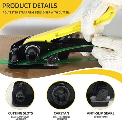 Banding Strapping Kit, 5/8" x 1000’ Heavy Duty Pallet Strapping Kit >1500lbs Tensile Strength, Includes Banding Tool Tensioner & Sealer, 200 Metal Seals, Corner Protectors & Dispenser Box in Kuwait