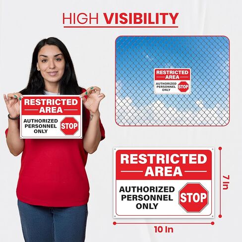 5 × الموظفين المعتمدين للمنطقة المحظورة فقط | لافتة فقط للموظفين المعتمدين من مادة PVC مقاس 10 × 7 بوصة | مقاومة للأشعة فوق البنفسجية، مقاومة للماء، لا تدخل اللافتات | لا توجد علامات دخول في الهواء الطلق in Kuwait