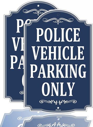 Police Vehicle Parking Only Signs 12" x 18" Metal Rust Aluminum Waterproof Easy Mounting Outdoor Use 2 Pack in Kuwait