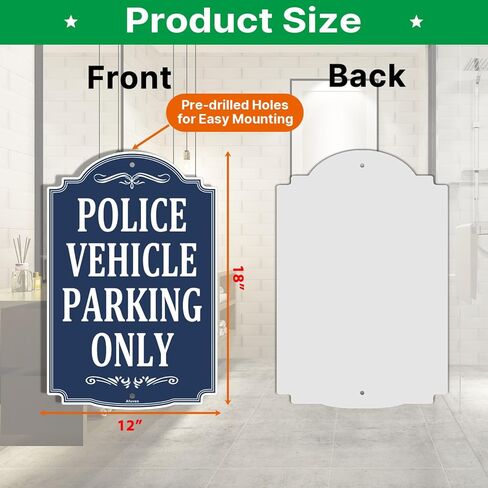 Police Vehicle Parking Only Signs 12" x 18" Metal Rust Aluminum Waterproof Easy Mounting Outdoor Use 2 Pack in Kuwait