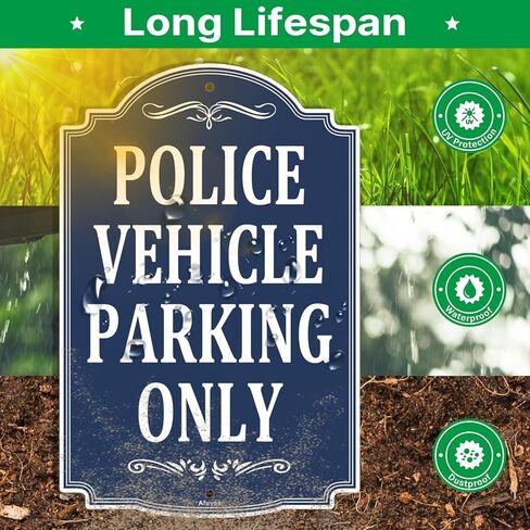 Police Vehicle Parking Only Signs 12" x 18" Metal Rust Aluminum Waterproof Easy Mounting Outdoor Use 2 Pack in Kuwait