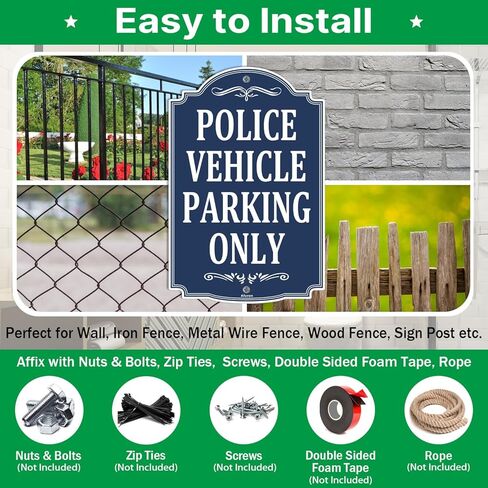 Police Vehicle Parking Only Signs 12" x 18" Metal Rust Aluminum Waterproof Easy Mounting Outdoor Use 2 Pack in Kuwait