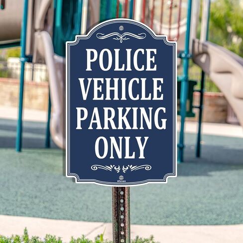 Police Vehicle Parking Only Signs 12" x 18" Metal Rust Aluminum Waterproof Easy Mounting Outdoor Use 2 Pack in Kuwait