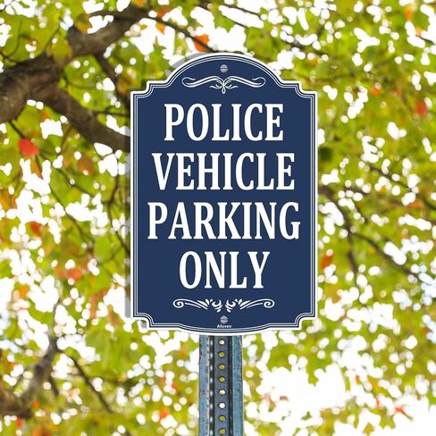 Police Vehicle Parking Only Signs 12" x 18" Metal Rust Aluminum Waterproof Easy Mounting Outdoor Use 2 Pack in Kuwait