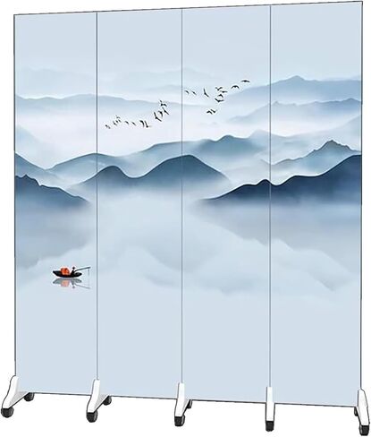 Room Divider ，Screen Room Divider， Folding Partition with Landscape Picture Pattern Folding Privacy Screens for Office Apartment Decor(4 Panel,Tall 180cm(5.9ft)) in Saudi Arabia
