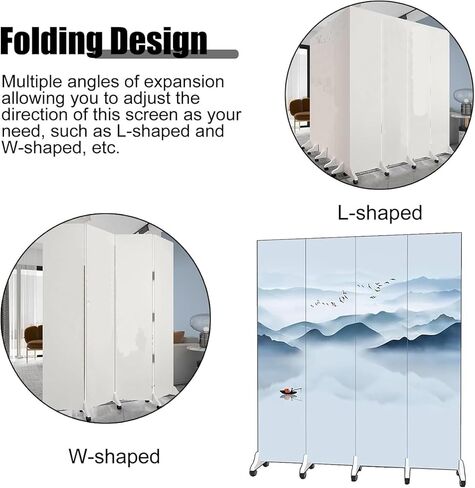 Room Divider ，Screen Room Divider， Folding Partition with Landscape Picture Pattern Folding Privacy Screens for Office Apartment Decor(4 Panel,Tall 180cm(5.9ft)) in Saudi Arabia