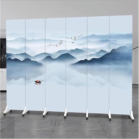 Room Divider ，Screen Room Divider， Folding Partition with Landscape Picture Pattern Folding Privacy Screens for Office Apartment Decor(4 Panel,Tall 180cm(5.9ft)) in Saudi Arabia