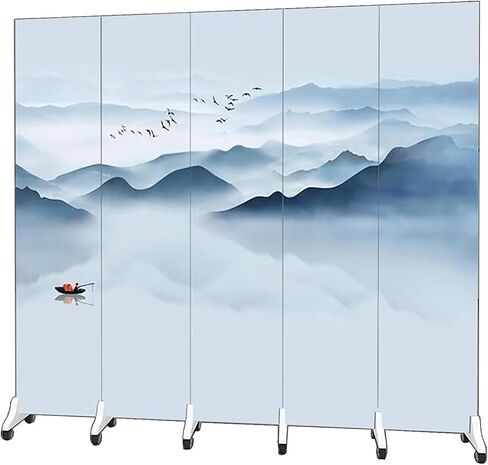 Room Divider ，Screen Room Divider， Folding Partition with Landscape Picture Pattern Folding Privacy Screens for Office Apartment Decor(4 Panel,Tall 180cm(5.9ft)) in Saudi Arabia