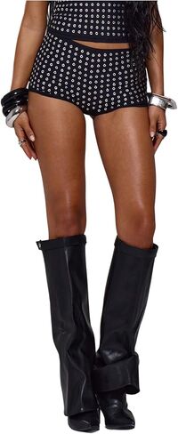 RoseSeek Women's Y2k Grommet Eyelet Booty Shorts Low Rise Micro Mini Shorts Grunge Punk Summer Hot Pants in Saudi Arabia