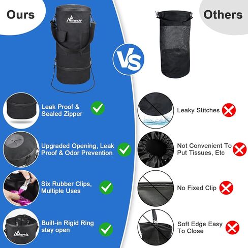 MENOLY Boat Trash Can, 100% Odor & Leak Prooft, 900D Oxford Cloth Waterproof Portable Trash Can，Reusable Trash Bag, Garbage Bag Snaps Inside, Pontoon Boat Accessories Storage Fishing, Sandbar, Camping in Kuwait