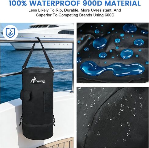 MENOLY Boat Trash Can, 100% Odor & Leak Prooft, 900D Oxford Cloth Waterproof Portable Trash Can，Reusable Trash Bag, Garbage Bag Snaps Inside, Pontoon Boat Accessories Storage Fishing, Sandbar, Camping in Kuwait