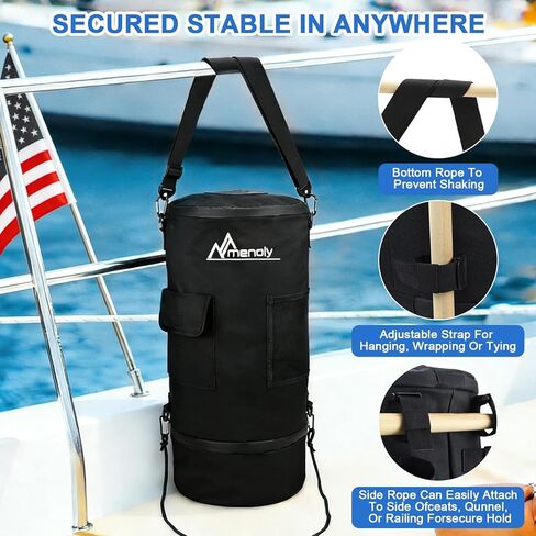 MENOLY Boat Trash Can, 100% Odor & Leak Prooft, 900D Oxford Cloth Waterproof Portable Trash Can，Reusable Trash Bag, Garbage Bag Snaps Inside, Pontoon Boat Accessories Storage Fishing, Sandbar, Camping in Kuwait