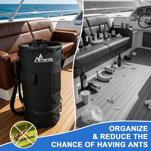 MENOLY Boat Trash Can, 100% Odor & Leak Prooft, 900D Oxford Cloth Waterproof Portable Trash Can，Reusable Trash Bag, Garbage Bag Snaps Inside, Pontoon Boat Accessories Storage Fishing, Sandbar, Camping in Kuwait