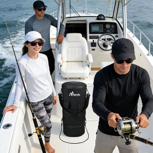 MENOLY Boat Trash Can, 100% Odor & Leak Prooft, 900D Oxford Cloth Waterproof Portable Trash Can，Reusable Trash Bag, Garbage Bag Snaps Inside, Pontoon Boat Accessories Storage Fishing, Sandbar, Camping in Kuwait