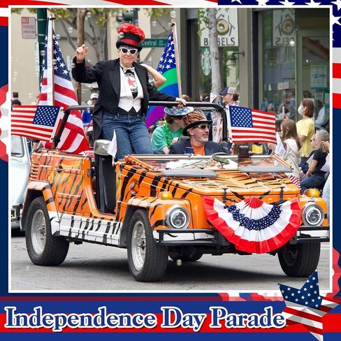 Mindsoft 6 Pcs 4th of July Golf Cart Flags Accessories 12" x 18" Easy Installation 250 Anniversary Patriotic Golf Cart American Flags with Elastic Strap Bracket for Boat, Bike, Marine Yacht in Kuwait