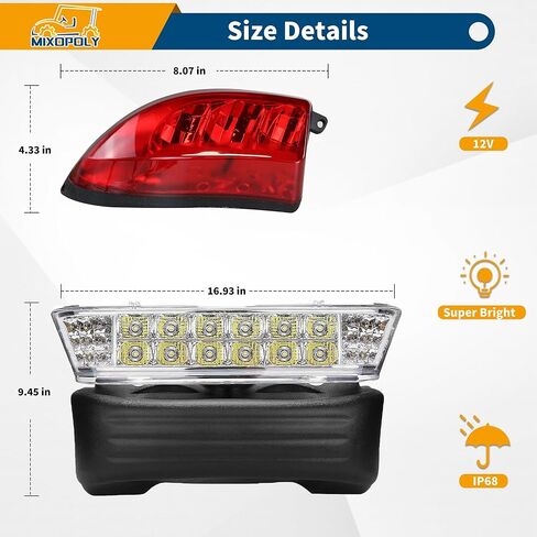 Golf Cart Light Kit for Club Car Precedent 2004-up Gas and Electric Golf Carts, 12V Street Legal Headlight Tail Light Kit with Turn Signal Switch, Horn Button, Hazard Flasher and Brake Pad in Kuwait