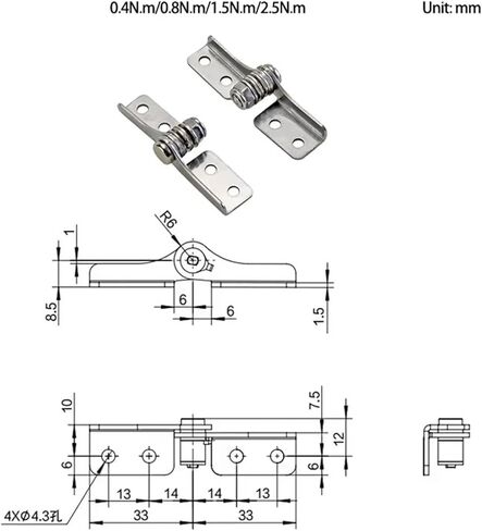 Stainless Steel Adjustable Torque Damping Hinge Can Stop The Pivot and Freely Position The Support 1Pcs(DTA,2.5N.m) in Saudi Arabia