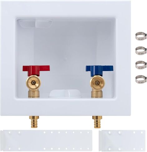 SUNGATOR Pex Washing Machine Outlet Box with Center Drain, Laundry Washer Valve Box, 1/2 Inch Pex Crimp Inlet x 3/4 Inch MHT Outlet，with 4 Crimp Rings in Saudi Arabia