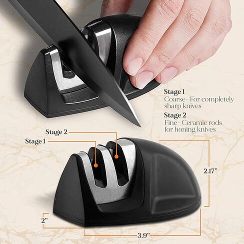 NutriChef 7 Piece Kitchen Knife Set - Stainless Steel Kitchen Precision Knives Set w/ 5 Knives & Bonus Sharpener, Acrylic Block Stand - Cutting Slicing, Chopping, Dicing - NCKNS7X in Kuwait