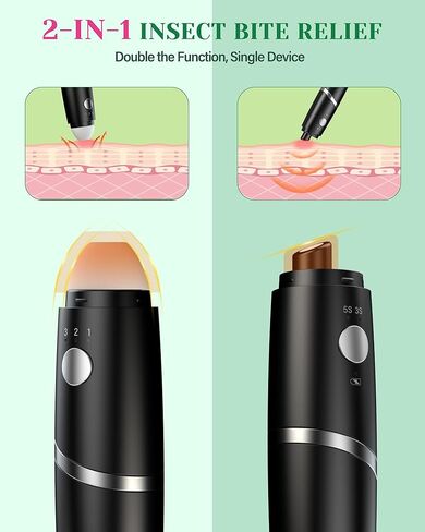Bug Bite Itch Relief, 2-IN-1 Bug Bite Relief with Suction Tool and Heat Mosquito Itch Relief, Rechargeable Bug Bite Sucker and Fast Itch Relief from Bug and Mosquito Bites, Summer Outdoor Gadget in Kuwait