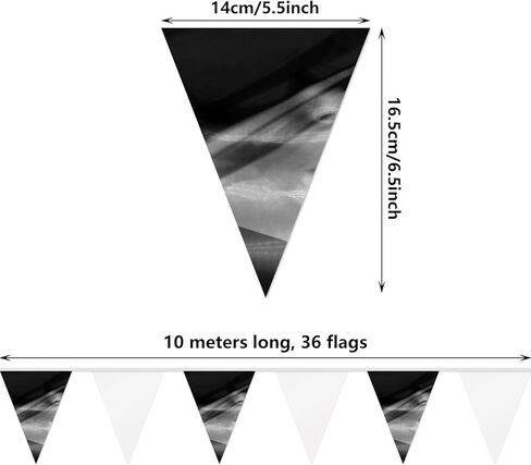 3P Black White Party Decorations - Metallic Fabric Triangle Pennant Banner Flags - Indoor/Outdoor Bunting Garland for Birthday, Wedding, Graduation & Theme Parties in Saudi Arabia