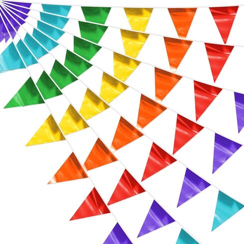 3P Black White Party Decorations - Metallic Fabric Triangle Pennant Banner Flags - Indoor/Outdoor Bunting Garland for Birthday, Wedding, Graduation & Theme Parties in Saudi Arabia