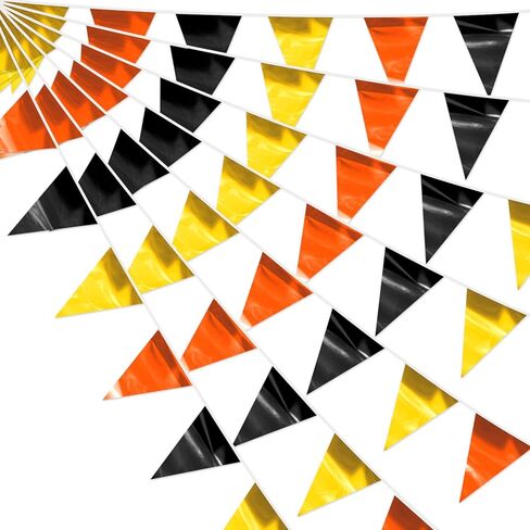 3P Black White Party Decorations - Metallic Fabric Triangle Pennant Banner Flags - Indoor/Outdoor Bunting Garland for Birthday, Wedding, Graduation & Theme Parties in Saudi Arabia