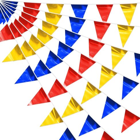 3P Black White Party Decorations - Metallic Fabric Triangle Pennant Banner Flags - Indoor/Outdoor Bunting Garland for Birthday, Wedding, Graduation & Theme Parties in Saudi Arabia