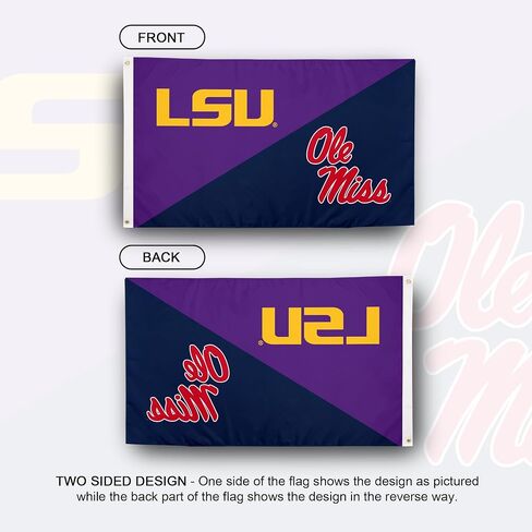 صبار الصحراء LSU x علم Ole Miss - 3 × 5 أقدام نمور ولاية لويزيانا × لافتة المتمردين UM، نسيج متين داخلي/خارجي، 100% بوليستر (منافسون المنزل) in Kuwait