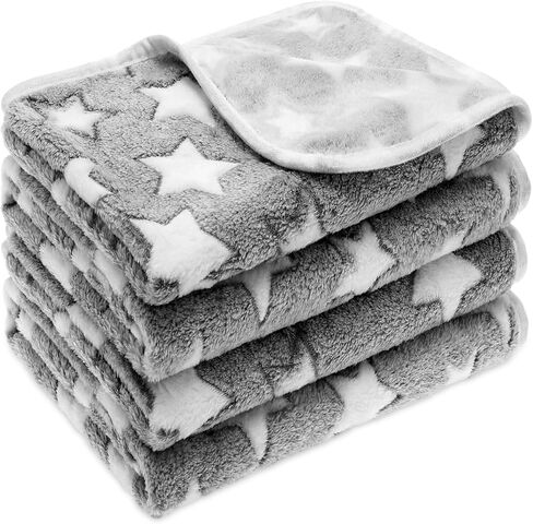 Tatuo 4 Pcs Dog Blanket for Pet Puppy Teething Toys Paw Print Fleece Blanket for Pet Cat Soft Warm Sleep Mat Guinea Pig Cage Mat(Small(24 x 16 Inch),Milky White) in Saudi Arabia