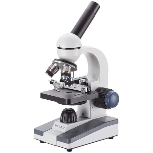 AmScope M150C-MS Compound Monocular Microscope, WF10x and WF25x Eyepieces, 40x-1000x Magnification, LED Illumination, Brightfield, Single-Lens Condenser, Coaxial Coarse and Fine Focus, Mechanical Stage, 110V in Saudi Arabia