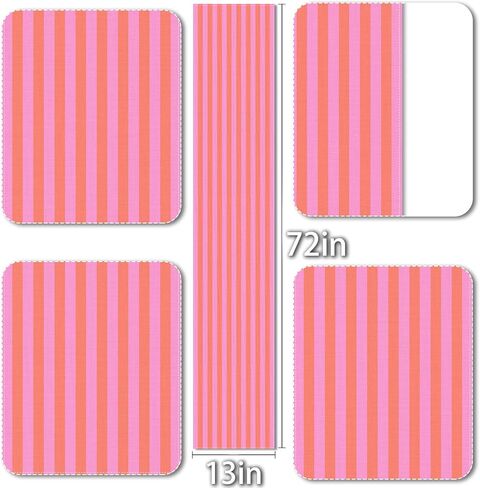 Pool Party Decorations Summer Cabana Stripe Table Runner Colorful Kids Beach Hawaiian Birthday Party Bachelorette Home Kitchen Island Decor (Pink, 13" x 72") in Kuwait