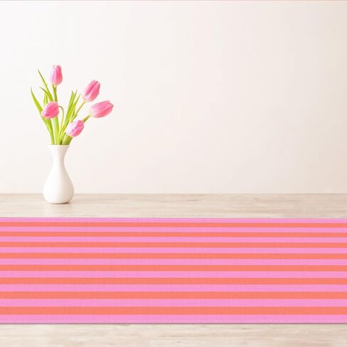 Pool Party Decorations Summer Cabana Stripe Table Runner Colorful Kids Beach Hawaiian Birthday Party Bachelorette Home Kitchen Island Decor (Pink, 13" x 72") in Kuwait