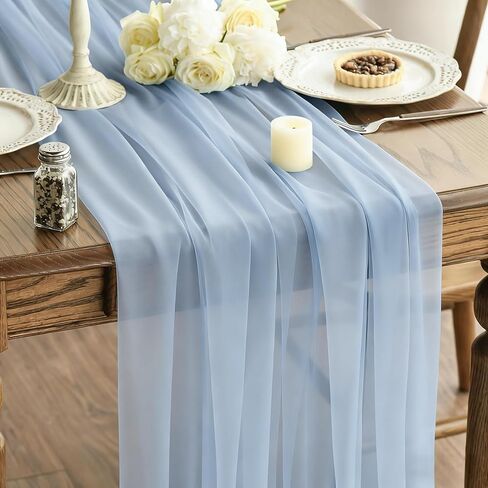 Sage Green Sheer Chiffon Table Runner 35x120 Inches 12 Pack Bulk for Outdoor Wedding Bridal Shower Graduation Party Table Decor in Saudi Arabia